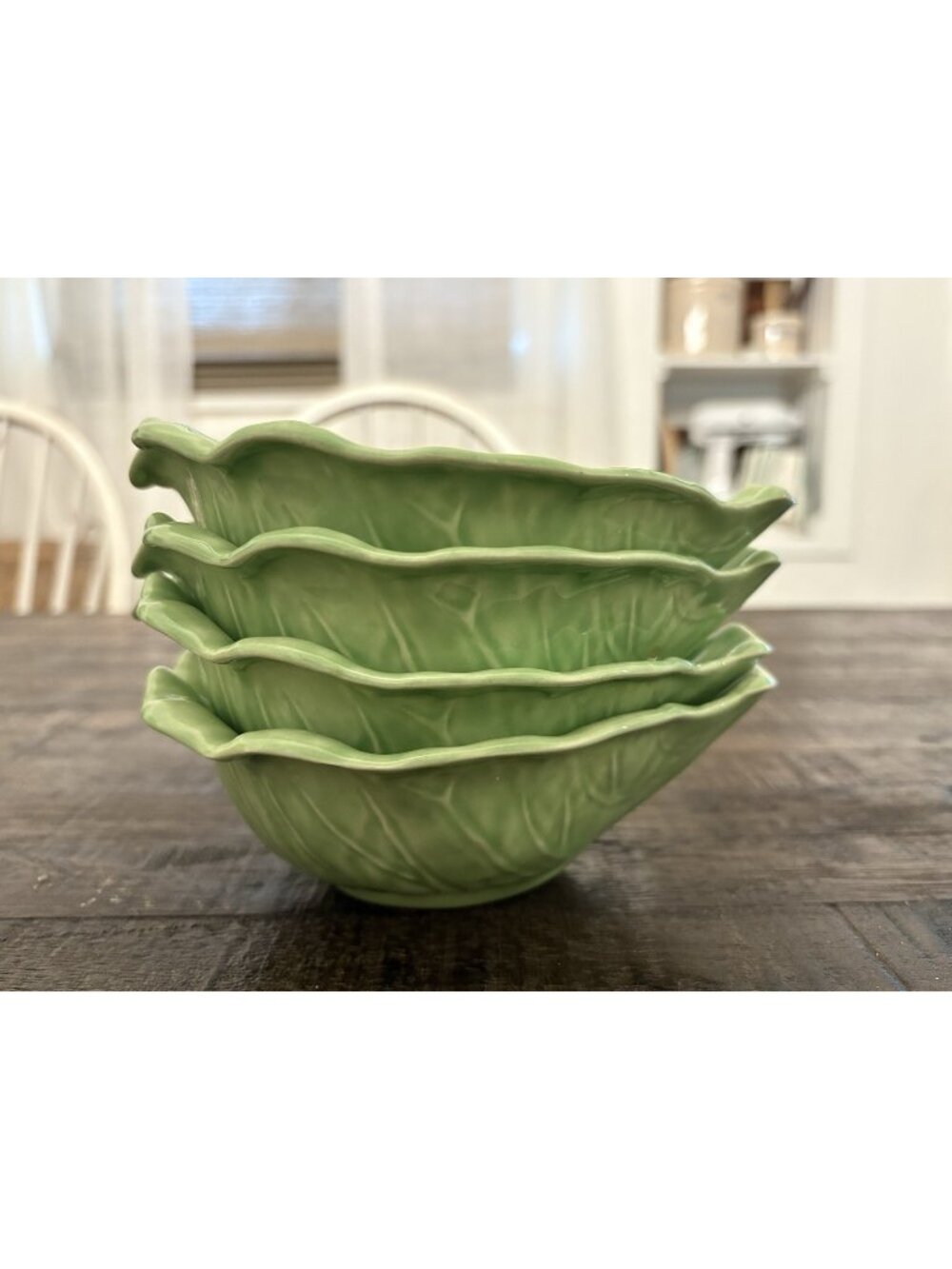 Vintage Mold Cabbage/Lettuce Leaf Bowl Green Set Of 4